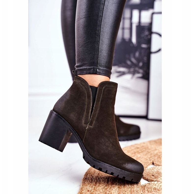 S.Barski Bottines Femme Talon Chaud Kaki Veronica brun 1 S.Barski Bottines Femme Talon Chaud Kaki Veronica brun 1