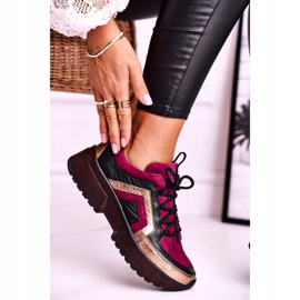 Baskets Brogues Femme Maciejka Cuir Bordeaux 04731-23 rouge multicolore 1