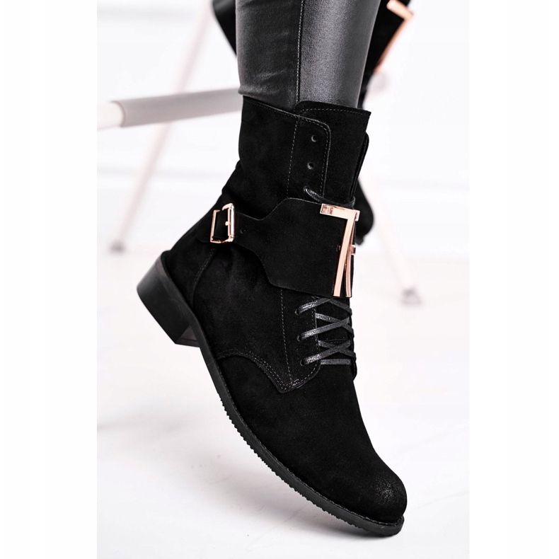 Bottines Femme Nicole Daim Noir 2591 le noir 1