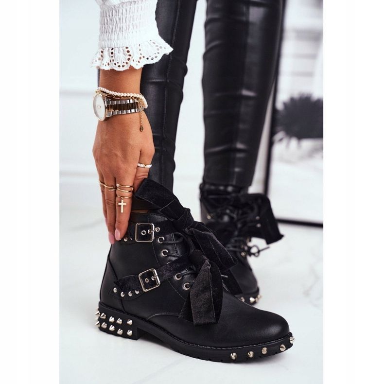 SEA Bottines Femme Rivets Spikes Noir Aimant le noir 1