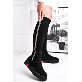 SEA Bottes en daim noires Melbro pour femmes 1