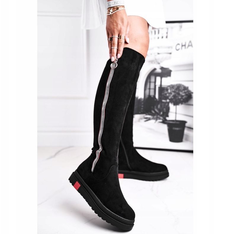 SEA Bottes en daim noires Melbro pour femmes 1