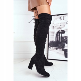 Mulanka Bottes En Daim Pour Femmes Sur Un Talon Noir Highso le noir 1