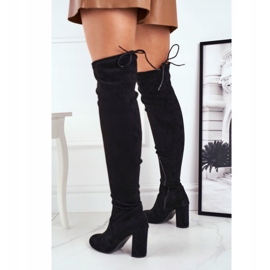 Mulanka Bottes En Daim Pour Femmes Sur Un Talon Noir Highso le noir 4