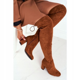 Mulanka Bottes En Daim Pour Femmes Sur Un Talon Camel Highso brun 3