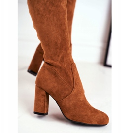 Mulanka Bottes En Daim Pour Femmes Sur Un Talon Camel Highso brun 4