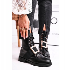 Bottes Happy Su noires pour femmes avec une boucle dorée le noir 2