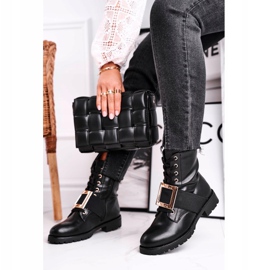 Bottes Happy Su noires pour femmes avec une boucle dorée le noir 3