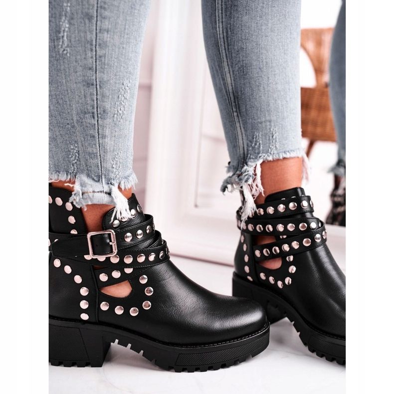 Bottines Femme Avec Rivets Grunge Noir Heavenly le noir 1