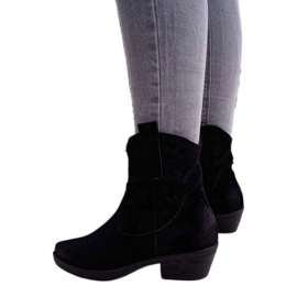 BUGO Bottes de cowboy pour femmes en daim noir Ferders le noir 3