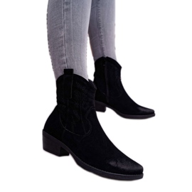 BUGO Bottes de cowboy pour femmes en daim noir Ferders le noir 1