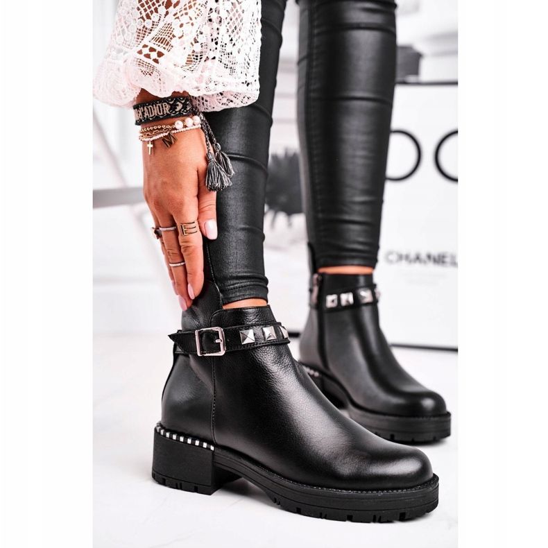 Bottes Chaudes En Cuir Pour Femmes Laura Messi Noir 2055 1