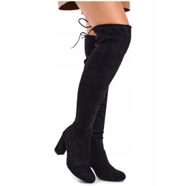 Mulanka Bottes En Daim Pour Femmes Sur Un Talon Noir Highso le noir 5