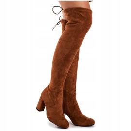 Mulanka Bottes En Daim Pour Femmes Sur Un Talon Camel Highso brun 5