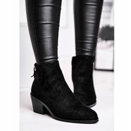 S.Barski Bottines Femme Talon Plat Chaud Automne Noir Laiteux 2