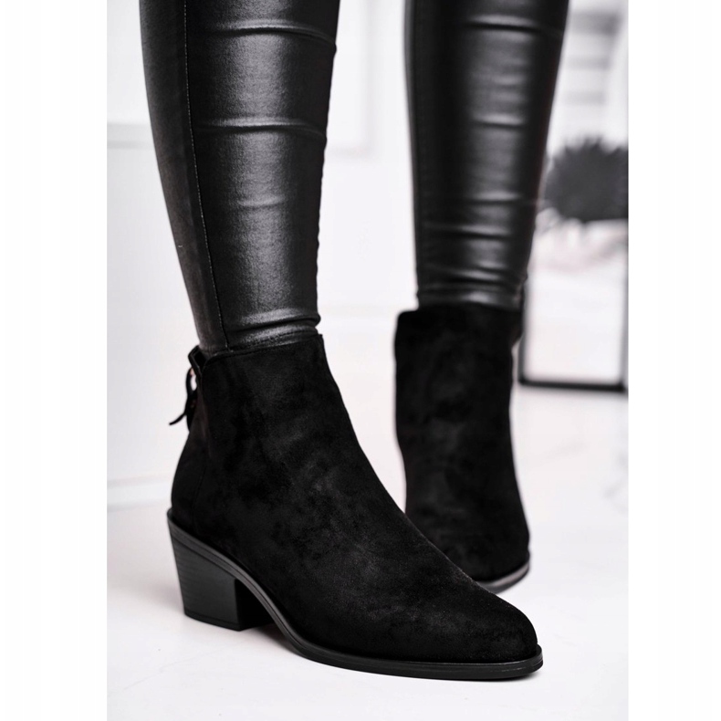 S.Barski Bottines Femme Talon Plat Chaud Automne Noir Laiteux le noir 2