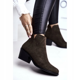 S.Barski Bottines Femme Talon Plat Chaud Automne Kaki Milky 1