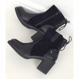 Bottines noires à talons larges H8116 Noir 1