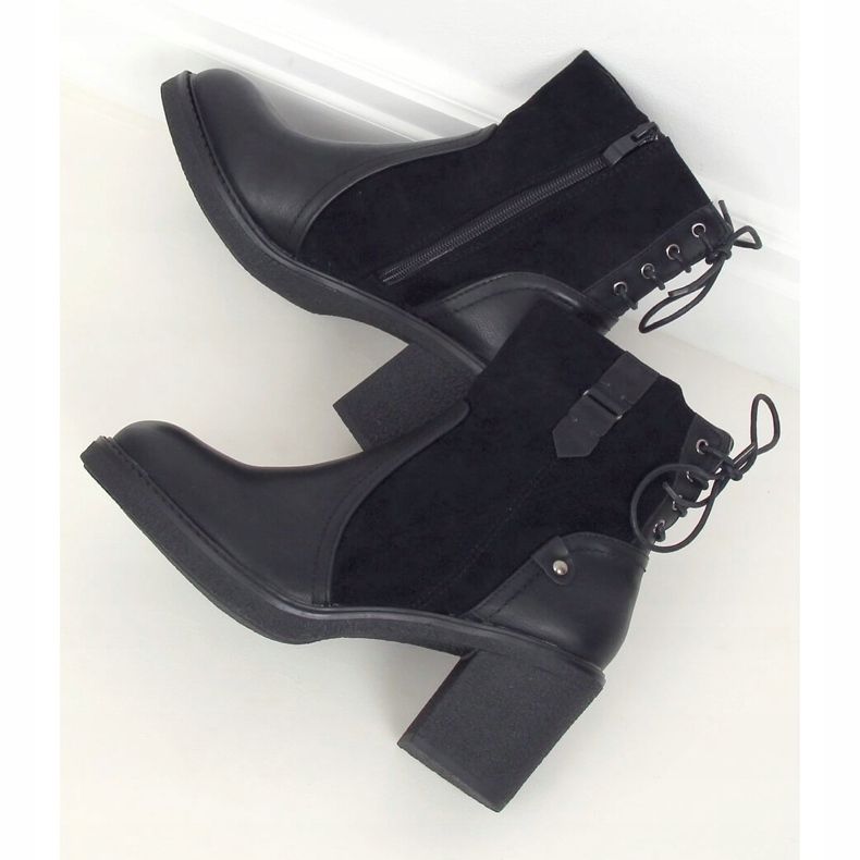 Bottines noires à talons larges H8116 Noir 1