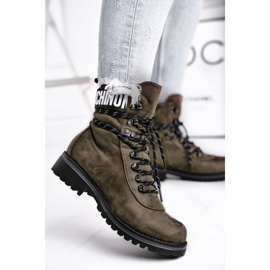EVE Boots Femme Talon Plat Fermeture Zippée Vert Popsi 2
