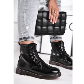 EVE Bottines Femme Bottines Trappeurs Laquées Marita Noir 1