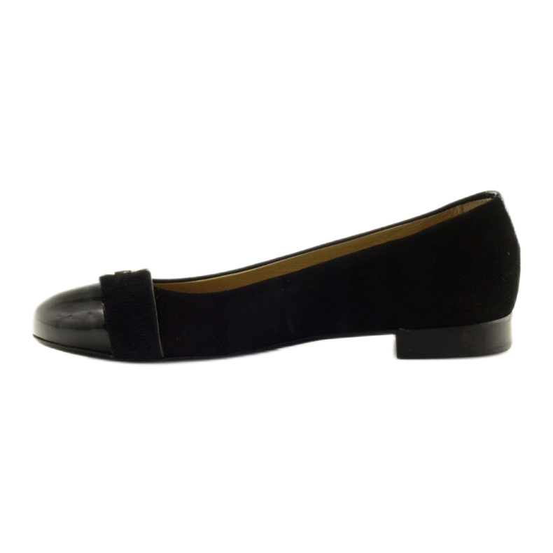 Ballerines en cuir féminines avec décoration 1587 EDEO Black le noir 2