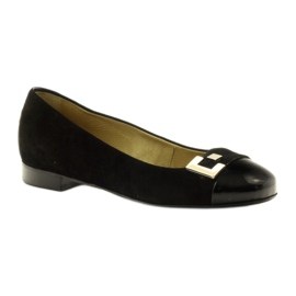 Ballerines en cuir féminines avec décoration 1587 EDEO Black le noir 1