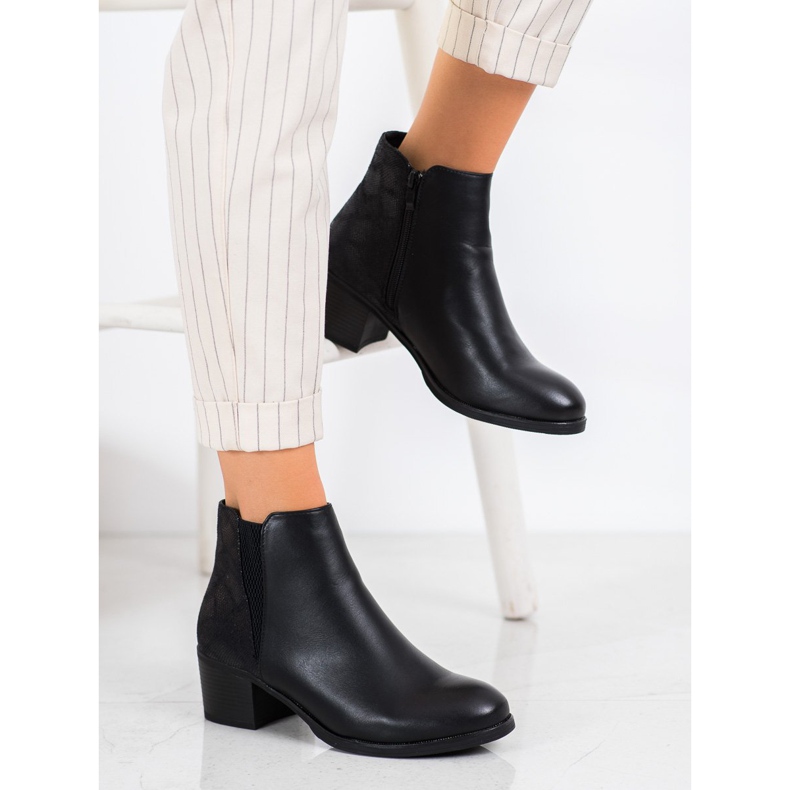 SHELOVET Bottes confortables à talons hauts noir 1