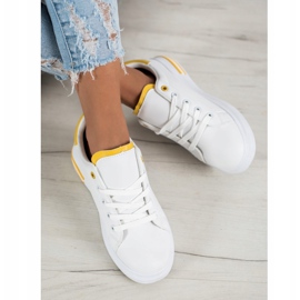 SHELOVET Baskets nouées à la mode blanche jaune 2