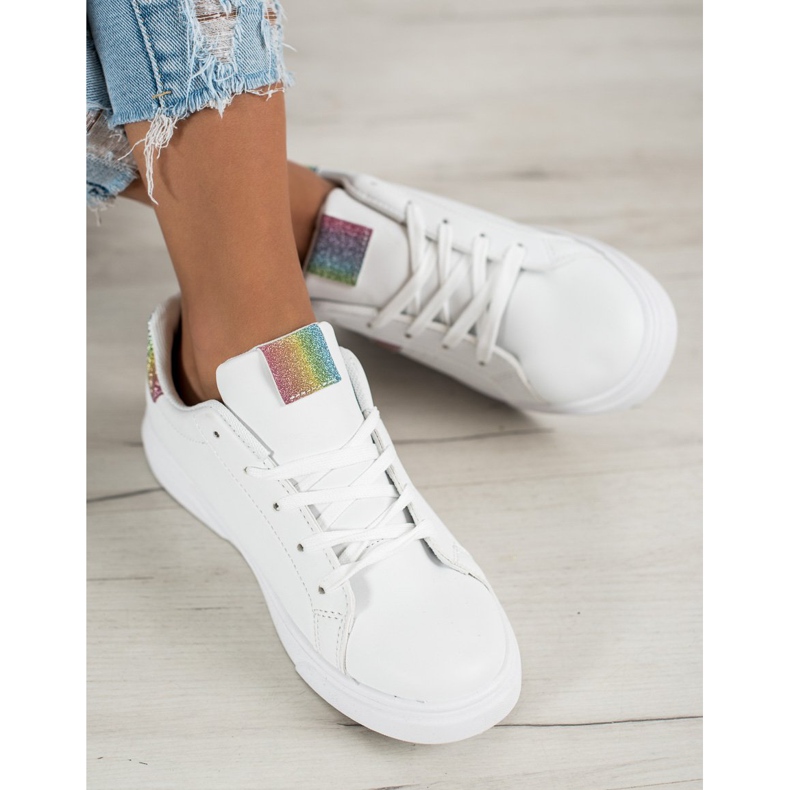 SHELOVET Chaussures de sport à paillettes blanc 1