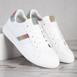 SHELOVET Chaussures de sport à paillettes blanche 2