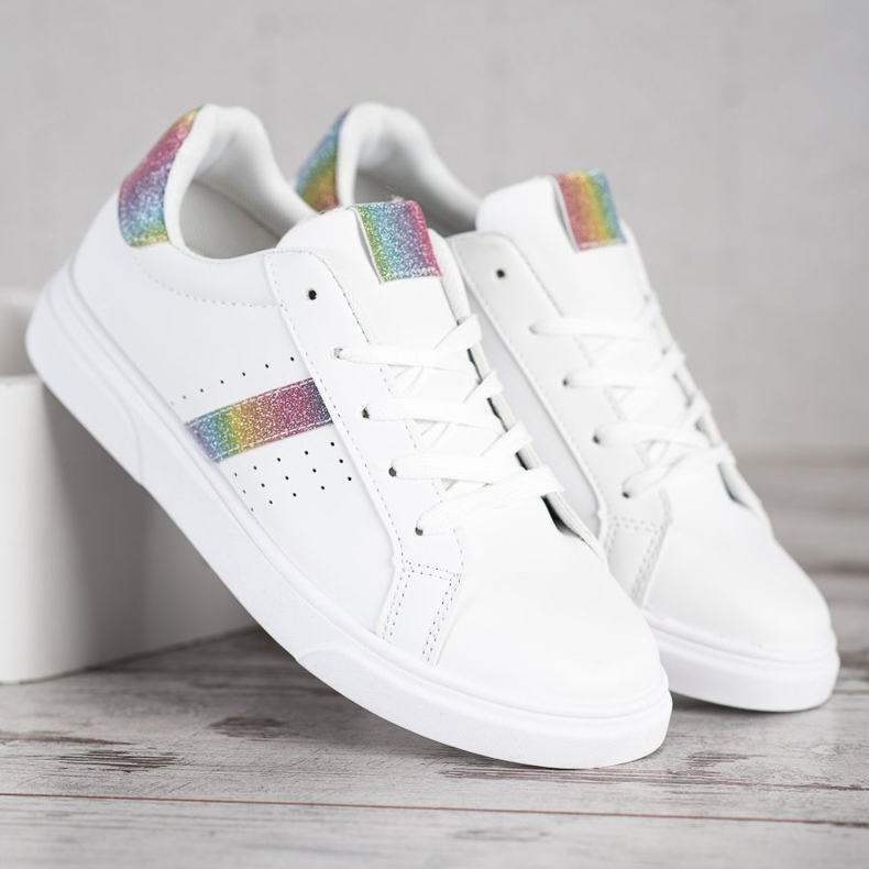 SHELOVET Chaussures de sport à paillettes blanche 2