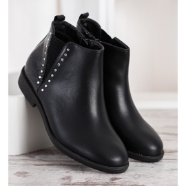 Small Swan Bottines noires à imprimé serpent le noir 3
