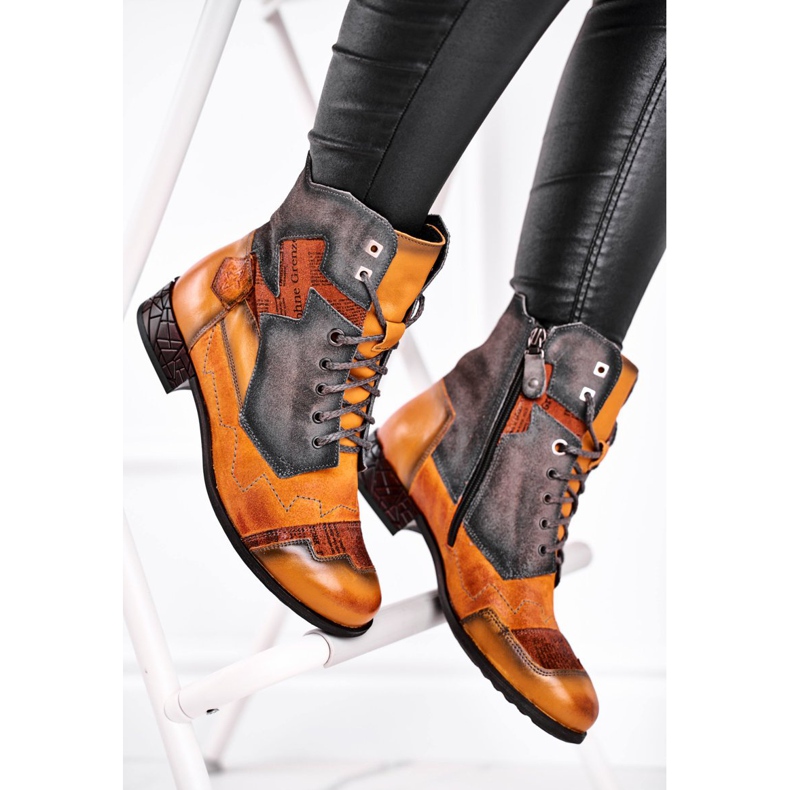 Bottes Femme Cuir Bottes Chaudes Maciejka Jaune 04625-07 brun 2