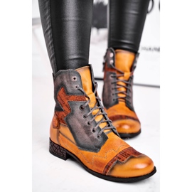 Bottes Femme Cuir Bottes Chaudes Maciejka Jaune 04625-07 brun 4