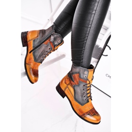 Bottes Femme Cuir Bottes Chaudes Maciejka Jaune 04625-07 brun 3