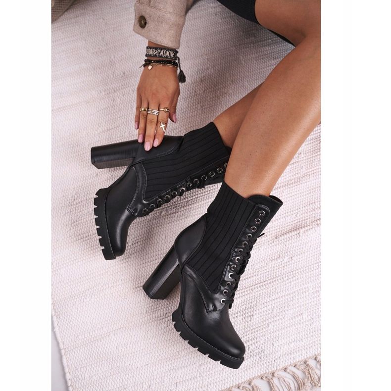 FE1 Bottines Femme À Talons Hauts Noir Erdogan 2