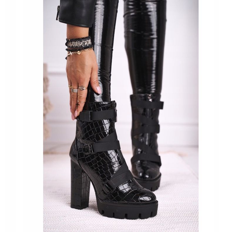 FE1 Bottines Femme à talon haut Noir Hortego le noir 1