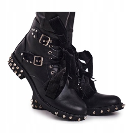 SEA Bottines Femme Rivets Spikes Noir Aimant le noir 8