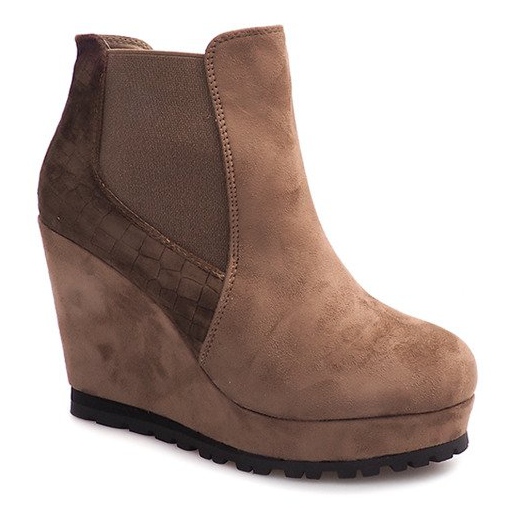 Bottes compensées en daim 7-GK7851B brun 1