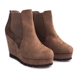 Bottes compensées en daim 7-GK7851B brun 2