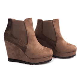 Bottes compensées en daim 7-GK7851B brun 3
