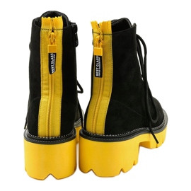 Bottines à lacets Centrifuge en daim noir le noir jaune 3
