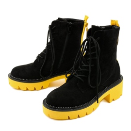 Bottines à lacets Centrifuge en daim noir le noir jaune 5