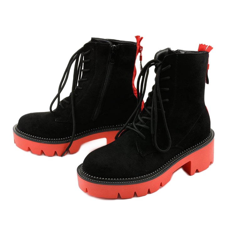 Bottines à lacets Centrifuge en daim noir orange 2