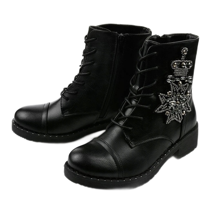 Bottes noires avec décorations Shyvia M620 Noir le noir 2 Bottes noires avec décorations Shyvia M620 Noir le noir 2