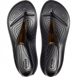 Sandales pour femmes Crocs Serena Metallic Bar Fp W noir et or 206420 751 le noir d'or 2