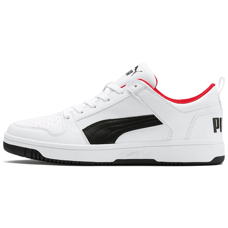 Puma Rebound LayUp Lo Sl chaussures pour hommes blanc-noir 369866 01 blanche le noir rouge 1