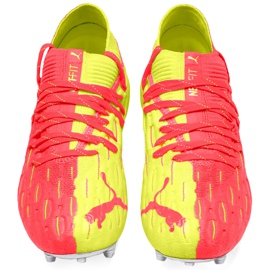 Puma Future 5.1 Netfit Osg Fg Ag Junior 105946 01 chaussures de football pour enfants jaune rouge 2