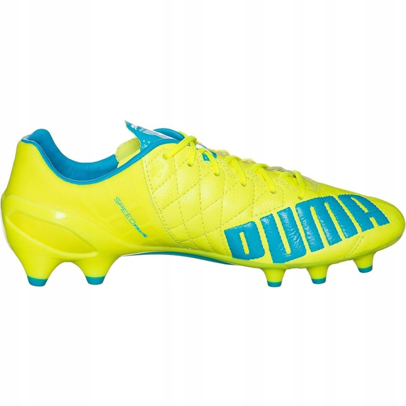 Chaussures de football Puma Evo Speed ​​​​1.4 Lth Fg jaune-bleu 103615 03 1